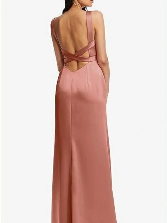 Terracotta Copper Blush Satin Gown - Picture 3 of 7